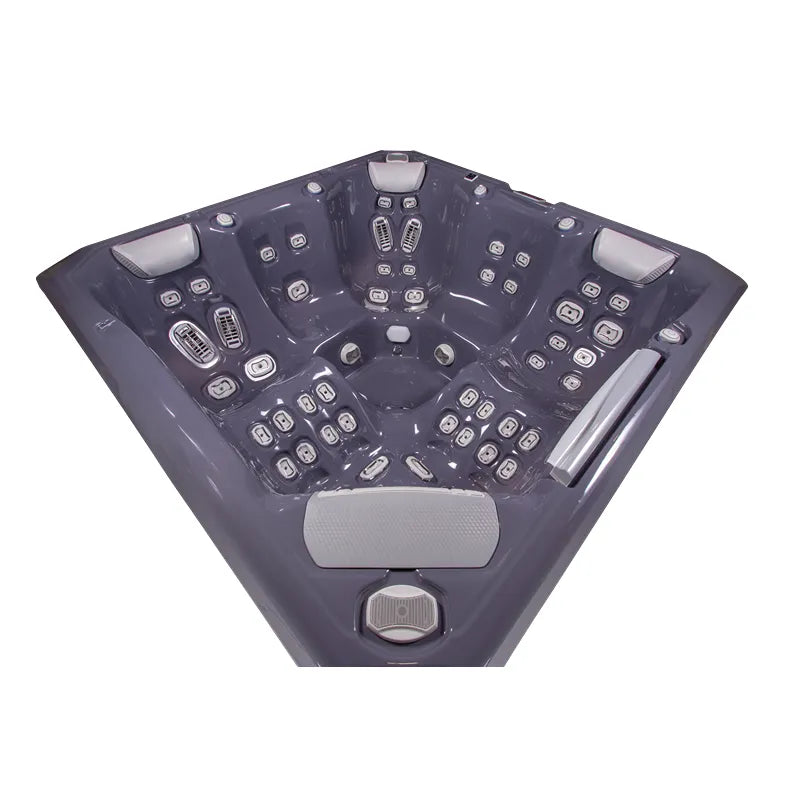 Wellis Makalu Life Premium Whirlpool Draufsicht mit 5 Sitzplätzen und 51 Massagejets in Stormgrau