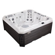 Wellis Malaga Life Premium-Whirlpool mit weißem Innenraum, schwarzem Rahmen und zahlreichen Düsen für 6 Personen
