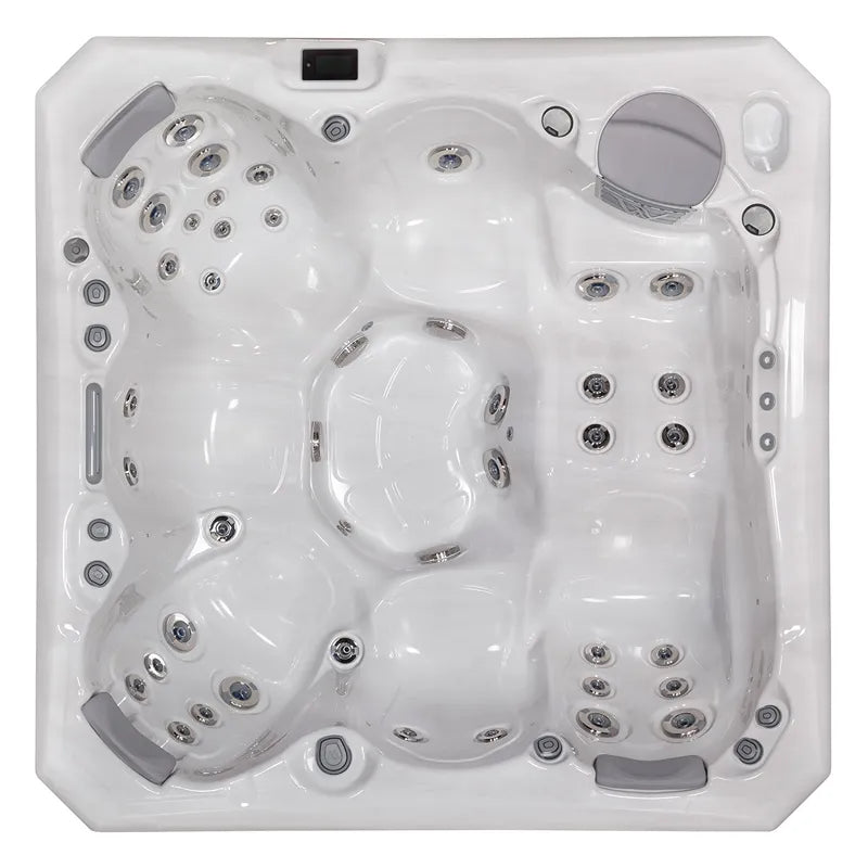 Wellis Malaga Life Premium-Whirlpool von oben mit Massagedüsen und Sitzplätzen für 6 Personen