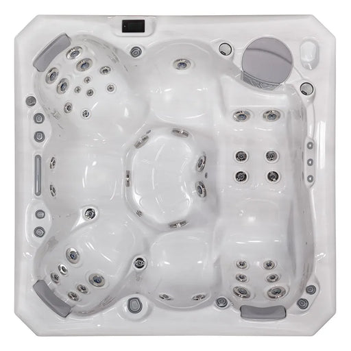 Wellis Malaga Life Premium-Whirlpool von oben mit Massagedüsen und Sitzplätzen für 6 Personen