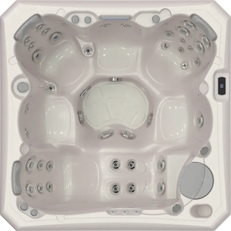 Wellis Malaga Life Premium-Whirlpool von oben mit 6 Sitzbereichen und Düsensystem