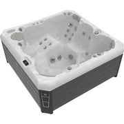 Wellis Malaga Life Premium-Whirlpool mit weißem Innenraum, Massagedüsen und grauem Untergestell