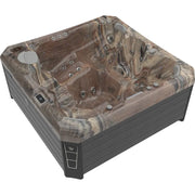 Wellis Malaga Life Premium-Whirlpool von oben mit Holzoptik-Innenraum, Massagedüsen und Bedienfeld