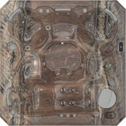 Wellis Malaga Life Premium-Whirlpool von oben mit Massagedüsen, Sitzplätzen und Holzumrandung