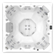 Wellis Mandala Life Premium Whirlpool von oben mit 7 Sitzplätzen, 46 Düsen und Steuerungspanel