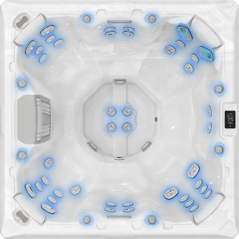 Wellis Mandala Life Premium Whirlpool Draufsicht mit 46 Düsen und 7 Sitzbereichen