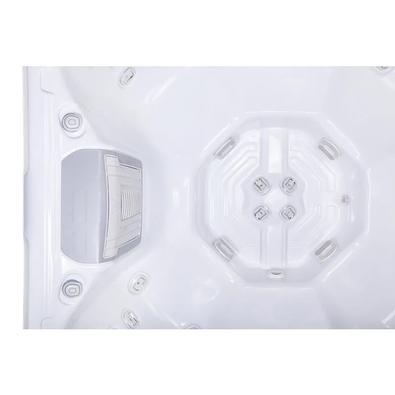 Wellis Mandala Life Premium Whirlpool Draufsicht mit 7 Sitzen, Jet-Düsen und Kontrollpanel