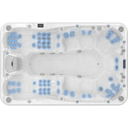 Wellis Olympus Life Premium Whirlpool Draufsicht mit 88 aktivierten Jets und 9 Sitzbereichen