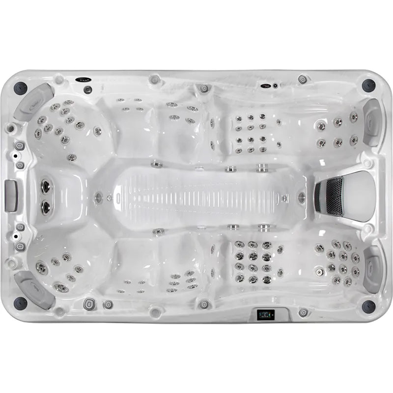 Wellis Olympus Life Premium Whirlpool Draufsicht mit 88 Jets, 9 Sitzbereichen und Massagedüsen
