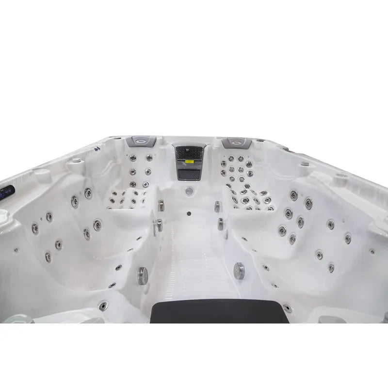 Wellis Olympus Life Premium Whirlpool Innenraum mit 88 Jets, 9 Sitzbereiche und Kontrollpanel