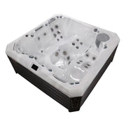 Wellis Palermo Life Premium-Whirlpool mit weißem Innenbecken, mehreren Düsen und schwarzem Außenrahmen