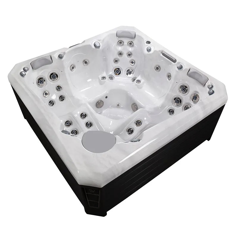 Wellis Palermo Life Premium-Whirlpool mit weißem Innenraum, zahlreichen Massagedüsen und schwarzem Außengehäuse