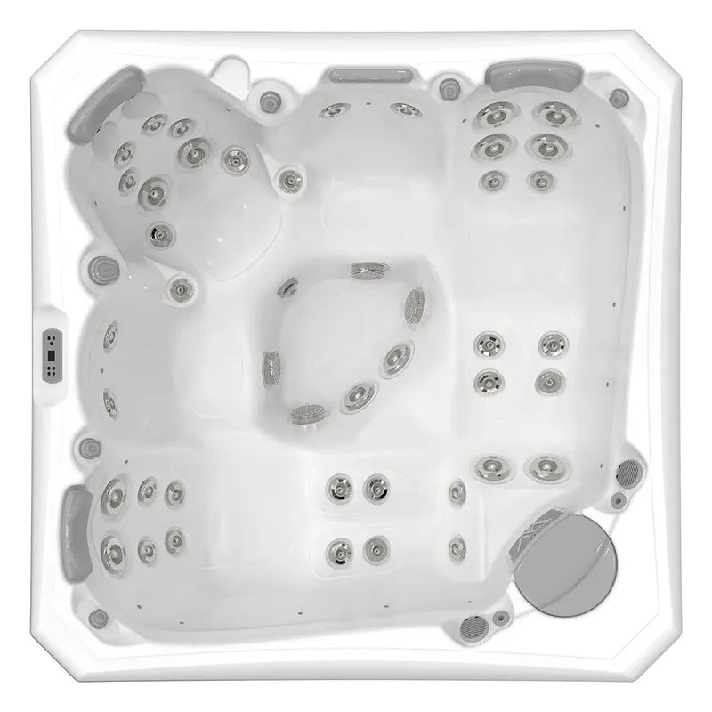 Wellis Palermo Life Premium-Whirlpool von oben mit Massagedüsen und Sitzplätzen für 5 Personen