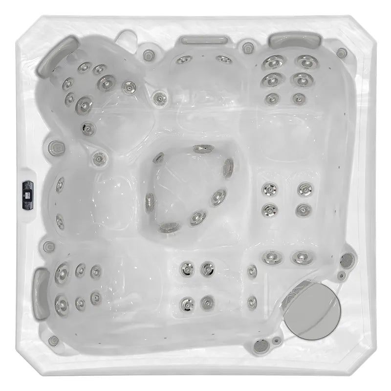Wellis Palermo Life Premium-Whirlpool von oben mit Massagedüsen und Sitzplätzen für 5 Personen