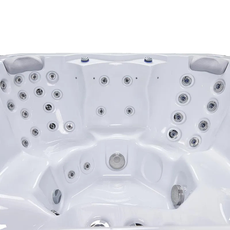 Wellis Prague Life Whirlpool von oben mit Massagedüsen und Sitzbereichen für 6 Personen