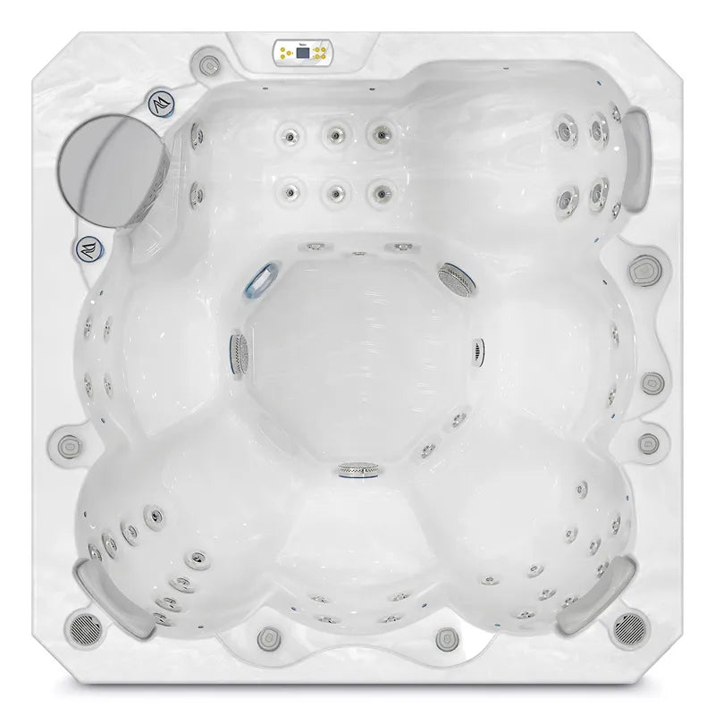 Wellis Prague Life Premium-Whirlpool von oben, weiße Wanne mit Massagedüsen und Steuereinheit