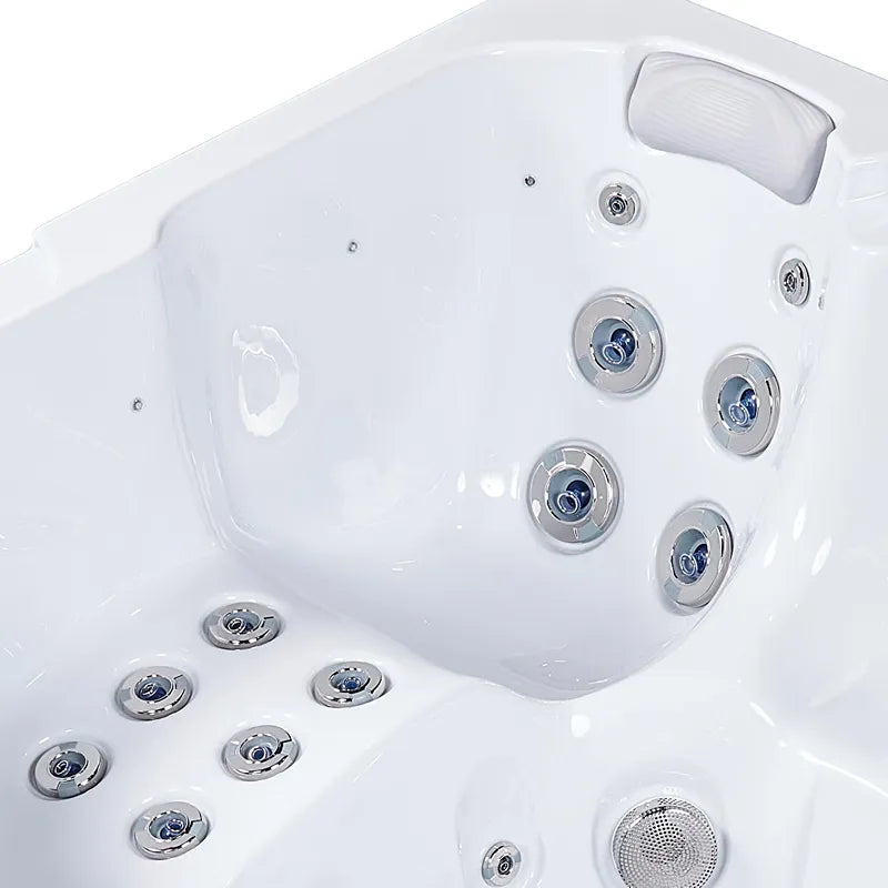 Wellis Prague Life Premium-Whirlpool von oben mit Massagedüsen und ergonomischem Nackenkissen