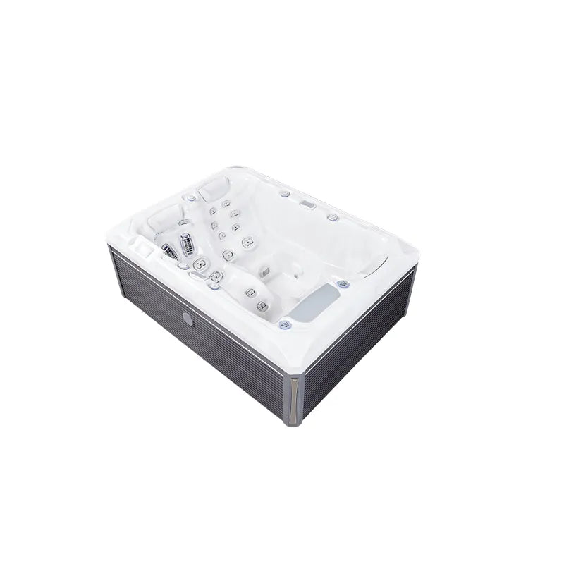 Wellis Teide Life Premium Whirlpool von oben, 3 Sitze mit 32 Massagejets und Bedienfeld