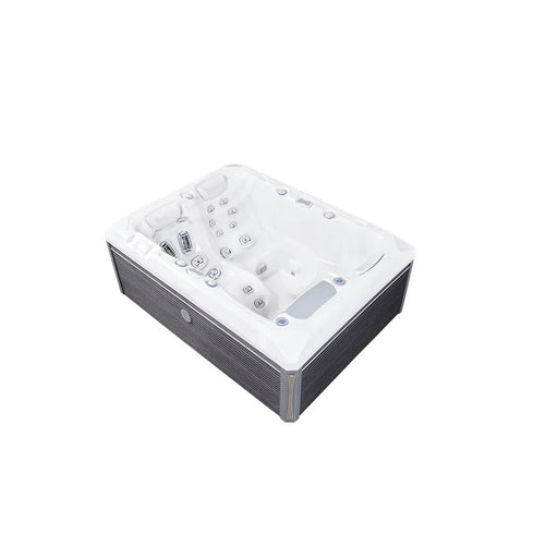 Wellis Teide Life Premium Whirlpool von oben, 3 Sitze mit 32 Massagejets und Bedienfeld