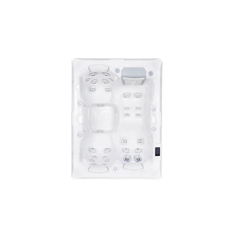 Wellis Teide Life Premium Whirlpool Draufsicht mit 32 Jets und 3 Sitzbereichen