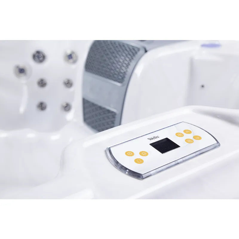 Wellis Vienna Life Whirlpool Bedienfeld mit Display und goldfarbenen Tasten