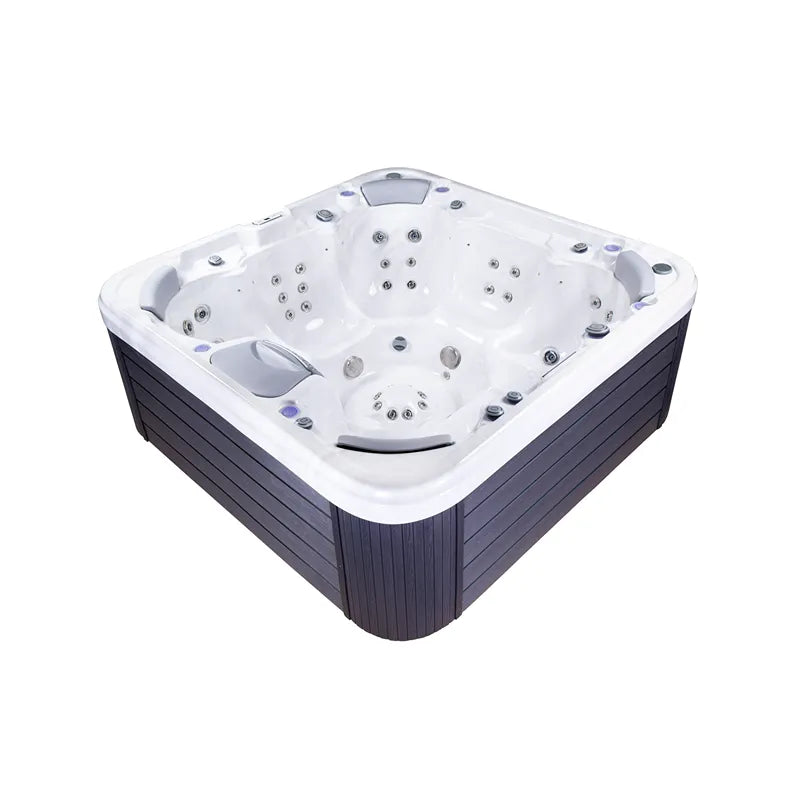 Wellis Vienna Life Premium-Whirlpool mit weißem Innenraum, grauen Seitenpaneelen und zahlreichen Düsen für 7 Personen