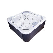 Wellis Vienna Life Premium-Whirlpool mit weißem Becken, dunkelgrauer Umrandung und zahlreichen Massagedüsen von oben