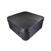 Wellis Vienna Life Premium-Whirlpool mit schwarzer Abdeckung und Holzverkleidung, Seitenansicht