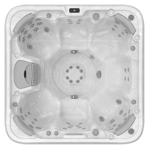 Wellis Vienna Life Premium-Whirlpool von oben mit Massagedüsen und Bedienfeld