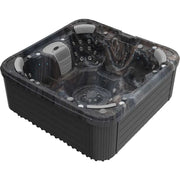 Wellis Vienna Life Premium-Whirlpool von oben mit schwarzem Innenraum, Düsen und Heizersystem für 7 Personen