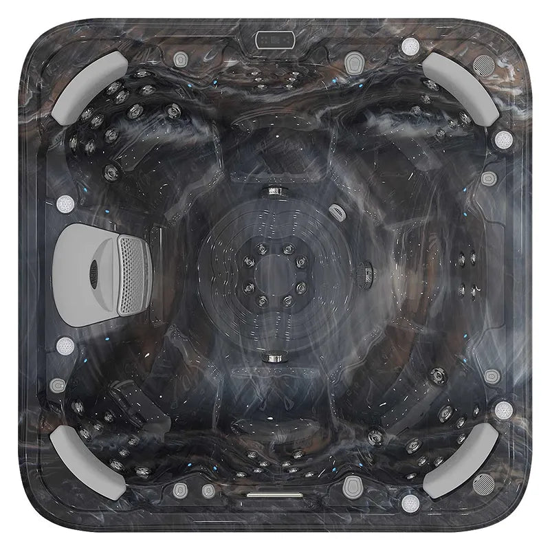 Wellis Vienna Life Premium-Whirlpool von oben mit Düsen, Sitzbereichen und Massagefunktionen