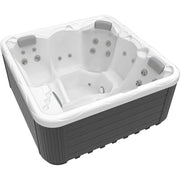 Wellis Callisto P&P – Classic Line Whirlpool 5 Personen mit weißem Innenraum, grauen Nackenkissen und Massagedüsen von oben
