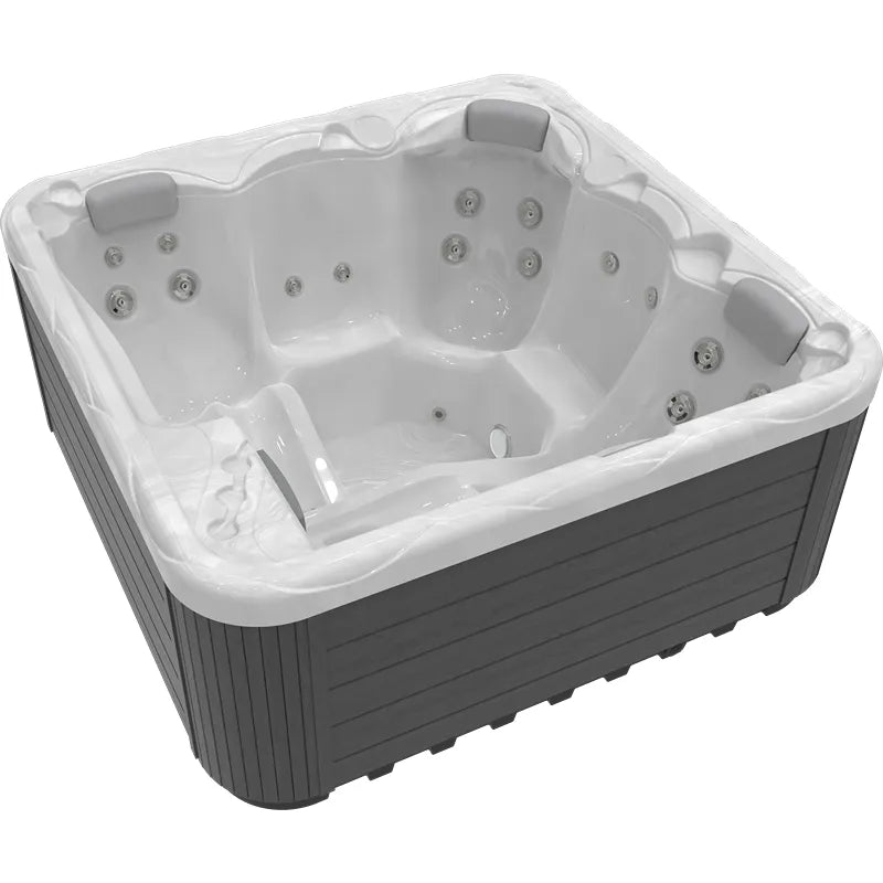 Wellis Callisto P&P – Classic Line Whirlpool 5 Personen mit weißem Innenraum, Düsen und grauen Seitenpaneelen