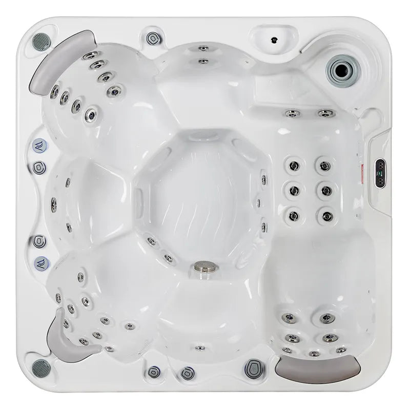Wellis Jupiter – Classic Line Whirlpool 6 Personen Draufsicht mit Düsen und Steuerungselementen