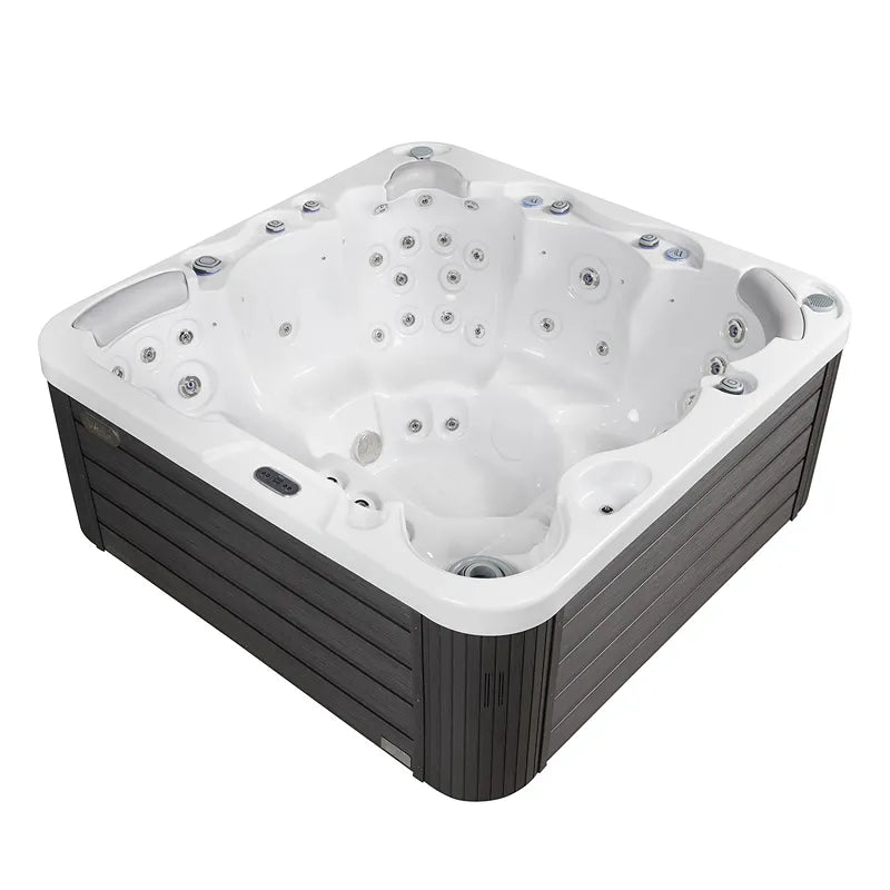Wellis Jupiter – Classic Line Whirlpool 6 Personen mit weißem Becken und dunkelgrauem Rahmen, Draufsicht