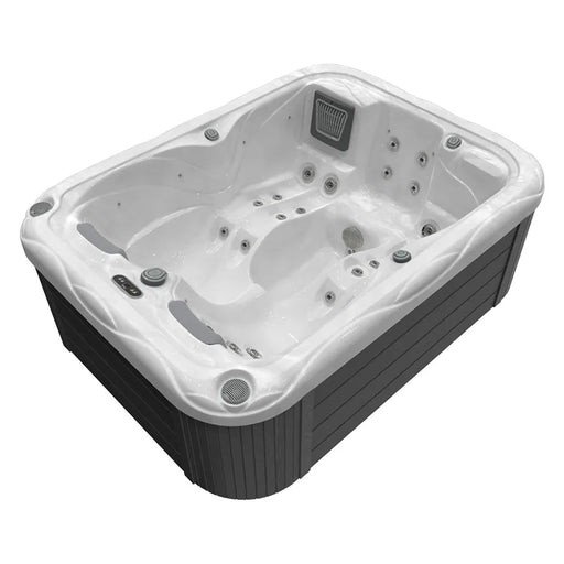 Wellis Mars P&P Classic Line Whirlpool 3 Personen mit weißem Becken, schwarzem Außengehäuse und Massagedüsen