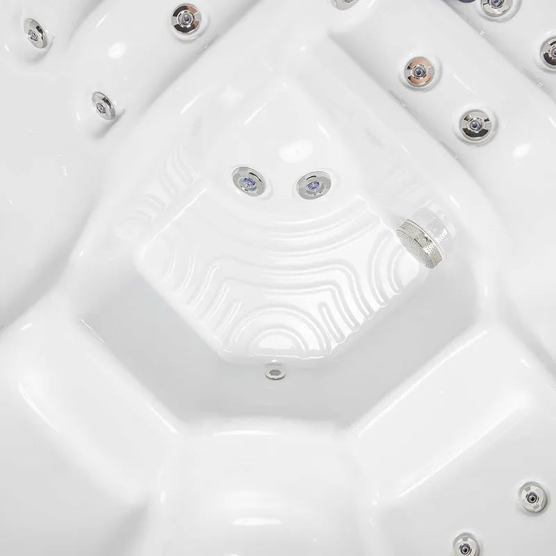 Wellis Pluto – Classic Line 5 Person Hot Tub Top View with Massage Jets and Ergonomic Footbath