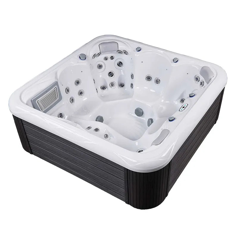 Wellis Venus – Classic Line Whirlpool 6 Personen mit weißem Innenraum, schwarzem Außenrahmen und zahlreichen Massagedüsen