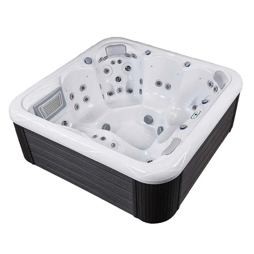 Wellis Venus – Classic Line Whirlpool 6 Personen mit weißem Innenraum, schwarzem Außenrahmen und zahlreichen Massagedüsen