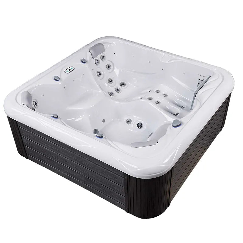 Wellis Venus – Classic Line Whirlpool 6 Personen mit weißem Becken, schwarzem Außengehäuse und Massagedüsen