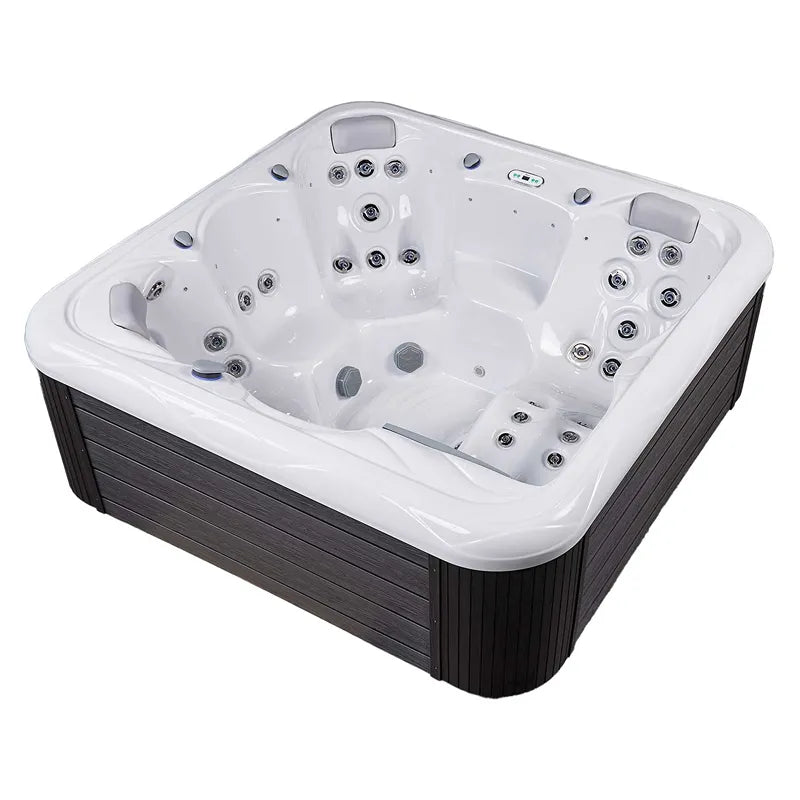 Wellis Venus – Classic Line Whirlpool 6 Personen mit weißem Becken, schwarzem Außenverkleidung und integrierten Massagedüsen