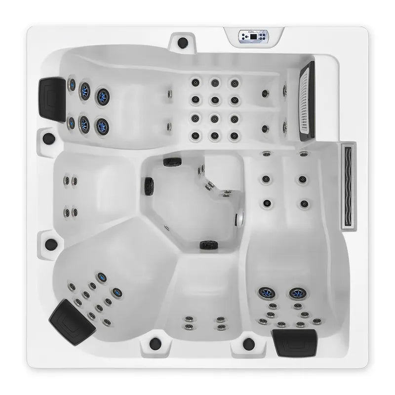 Wibespa Atlantis Whirlpool 5 Pers. 64 Düsen Draufsicht mit Düsenanlage und Steuerung