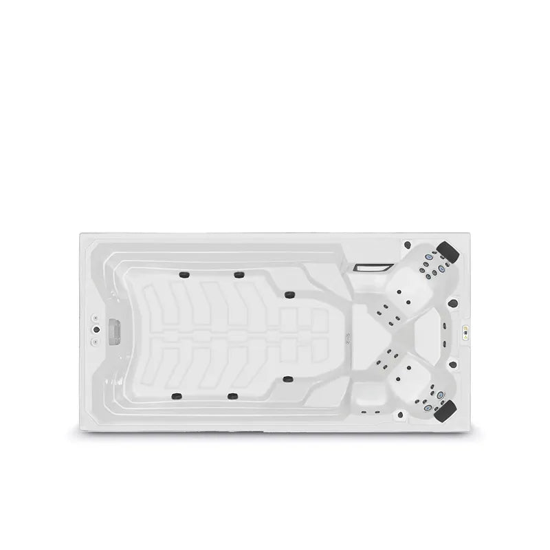 Wibespa Elba Schwimmspa 4 Personen 33 Düsen Draufsicht mit Düsenverteilung und Steuerungselementen