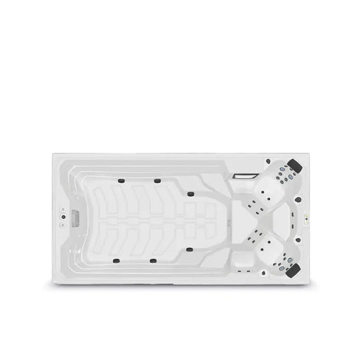 Wibespa Elba Schwimmspa 4 Personen 33 Düsen Draufsicht mit Düsenverteilung und Steuerungselementen