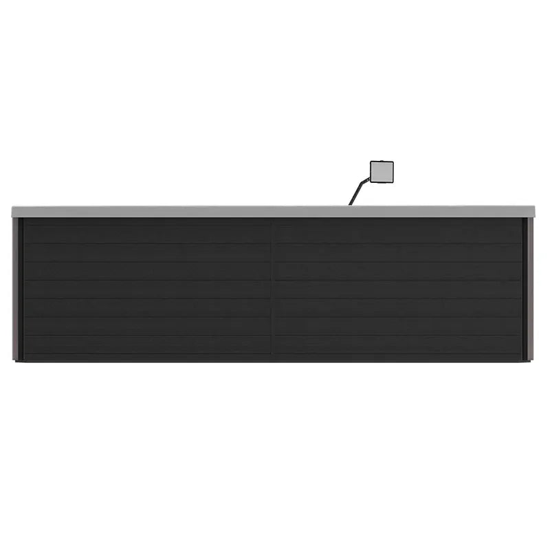 Wibespa Elba Schwimmspa – 4 Pers., 33 Düsen Seitenansicht mit grauem Rahmen und schwarzen Paneelen