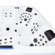 Wibespa Matrix Whirlpool 5 Personen 102 Düsen Draufsicht mit Massagedüsen und Steuerungselementen