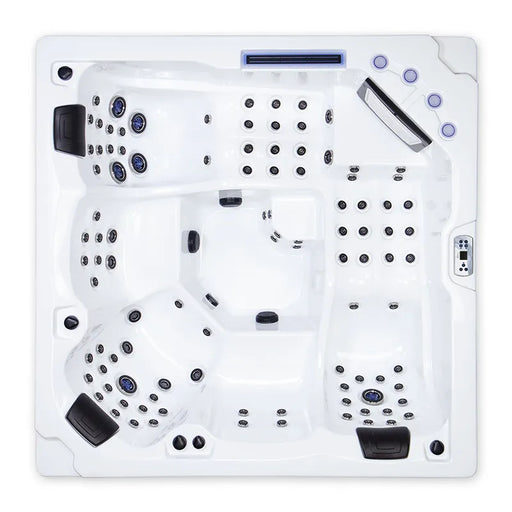Wibespa Matrix Whirlpool – 5 Pers., 102 Düsen von oben mit weißem Becken und zahlreichen Massagedüsen