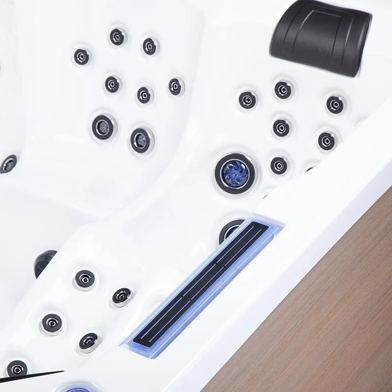 Wibespa Matrix Whirlpool – 5 Pers., 102 Düsen Draufsicht mit Düsenanordnung und Steuerungselementen