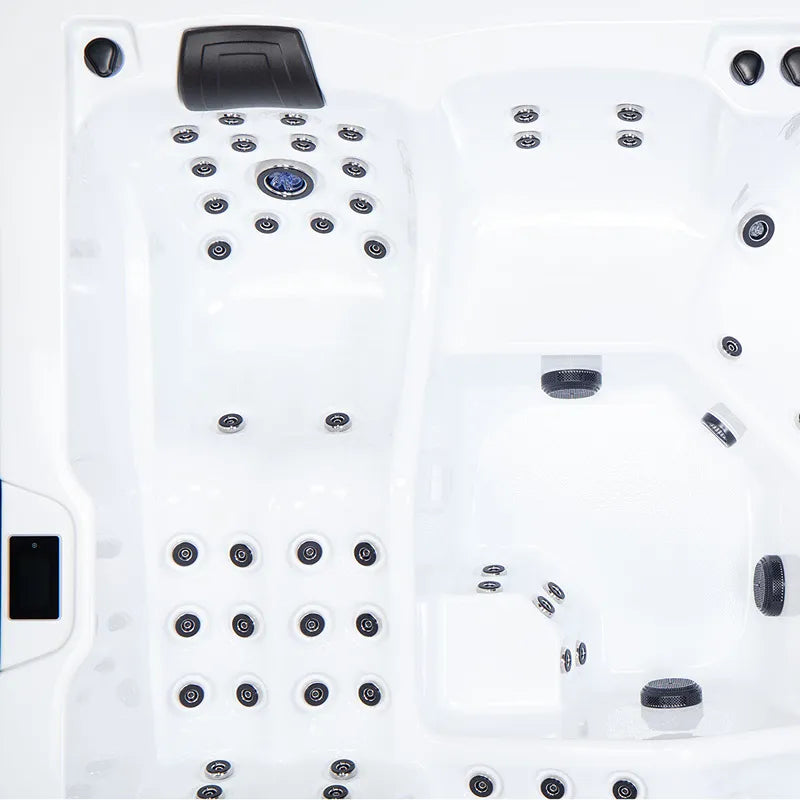 Wibespa Matrix Whirlpool – 5 Pers., 102 Düsen Draufsicht mit Düsenanordnung und Steuerung