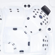 Wibespa Matrix Whirlpool – 5 Pers., 102 Düsen Draufsicht mit Düsenanordnung und Steuerungselementen